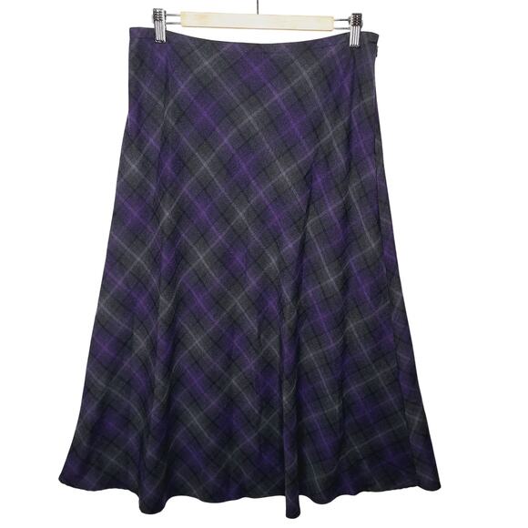 Vintage Y2K Plaid Maxi Skirt Dark Academia Goth 8 Purple Grunge Croft & Barrow - Picture 3 of 10